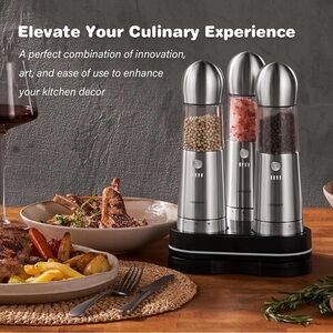 CosPro 3-in-1 Electric Salt and Pepper Grinder Set